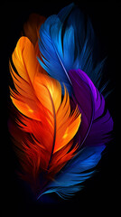 Wall Mural - feather in black background