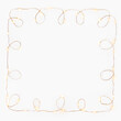 Square Christmas lights wire garland border over white background. Flat lay, copy space.