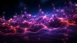Abstract Background: Purple Digital Particle Wave with Shining Starry Dots
