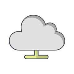 Cloud storage icon symbol vector image. Illustration of the database server hosting cloud system digital design image