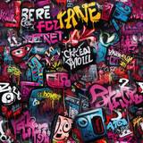 Fototapeta Młodzieżowe - Graffiti grunge funky artistic repeat pattern
