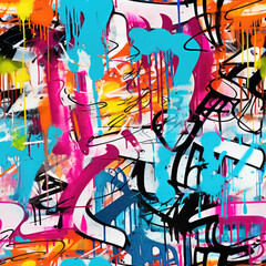 Wall Mural - Graffiti funky rave grunge coloful repeat pattern