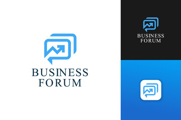 business forum logo design template. business talk and discussion logo.