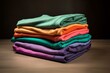 © Altair - Assorted soft and vibrant microfiber fabric stack. Generative AI