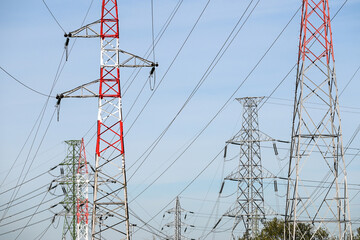 Poster - électricité pilone poteau ligne cable energie environnement