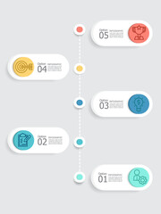 Wall Mural - abstract verticle steps timeline infographic element report background with business line icon 5 ste