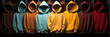 © visoot - Many hoodies, black, white, blue, red, yellow colored, banner.