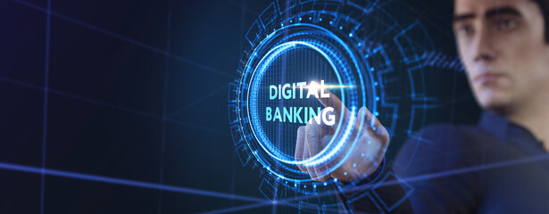 Wall Mural - Digital bank. Online banking and transaction concept.