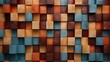 © Lubos Chlubny - Abstract block stack wooden 3d cubes, colorful wood texture for backdrop