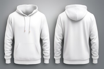 Wall Mural - Front and Back of an Editable male white Hoodie.