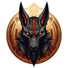 Wall Mural - Anubis head tattoo design dark art illustration isolated on white background