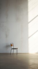Poster - White chair in empty room with white wall and shadow on the wall