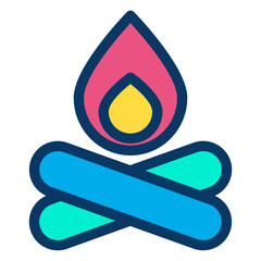 Sticker - Lineal color Campfire icon