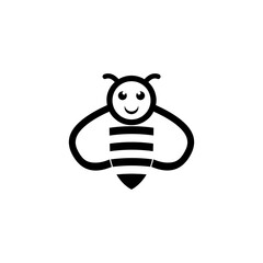 Poster - Bee cartoon smile face icon isolated on transparent background