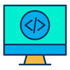 Lineal color Monitor Coding icon