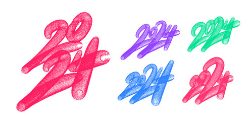 Sticker - 2024. Vector graffiti spray handwritten letterings.