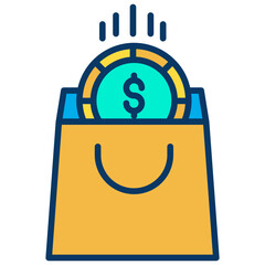 Poster - Lineal color Dollar Shopping Bag icon