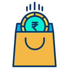 Poster - Lineal color Rupees Shopping Bag icon