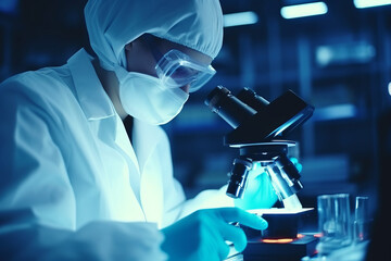 Lab assistant studying samples to detect pathologies, quality medical research