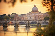 View of the Vatican with bridges over the River Tiber in Rome, Italy