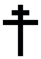 Wall Mural - Patriarchal cross, black and white vector silhouette illustration of religious Christian cross shape, isolated on white