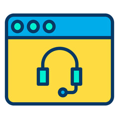 Poster - Lineal color web headphone icon