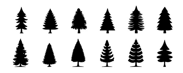 Wall Mural - christmas pine trees silhouette icon vector illustration