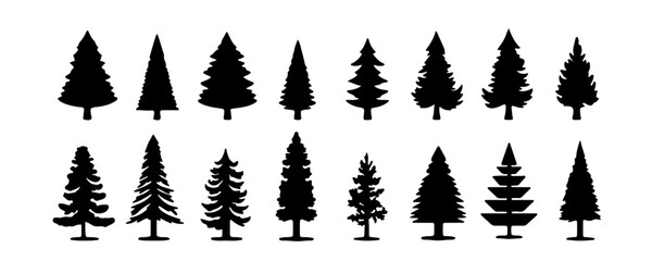 Wall Mural - christmas pine trees icon silhouette vector illustration