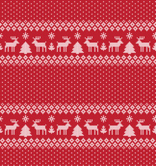 Wall Mural - Knitted Christmas and New Year pattern Norwegian style , illustration