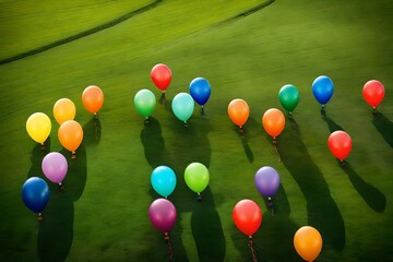 Sticker - colorful balloons on the grass