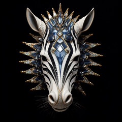 Wall Mural - A zebra head made of beautiful gemstones. Wildlife Animals. Decorations. Illustration, Generative AI.