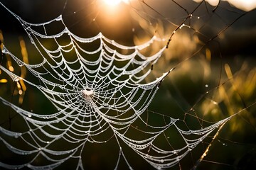 spider web with dew drops