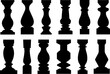 Set of different balusters isolated on white