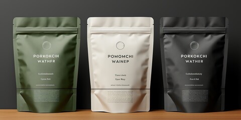 packaging template mockup collection. with clipping path included. stand - up pouch front view packa
