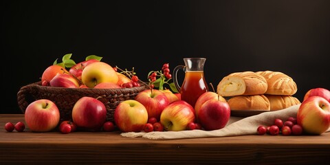 Apple savior banner with ew crop apples, apple jam, juice, pastries