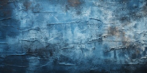  Toned painted old concrete wall with plaster. Dark blue vintage texture background with space for design. Close - up. Rough brush strokes. Grungy, grainy, uneven surface. Empty.