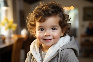 Wall Mural - Portrait of a cute baby looking into camera