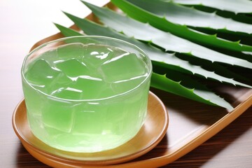 Poster - freshly cut aloe vera leaves with gel exposed