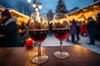 Traditioneller deutscher Weihnachtsmarkt mit festlichen Ständen und Glühwein
