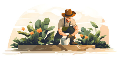 Poster - Flat illustration of gardening background