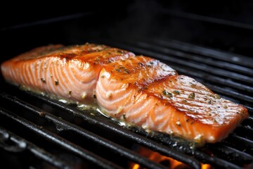 Wall Mural - close-up of a pan-seared salmon fillet