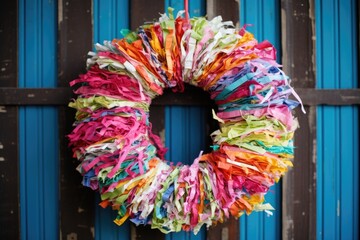 Poster - shredded paper used to create a crafty wreath