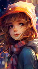 Wall Mural - Colorful vibrant wallpaper of cute girl