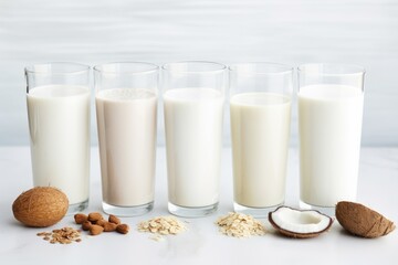 Sticker - dairy-free milk alternatives arranged in a row