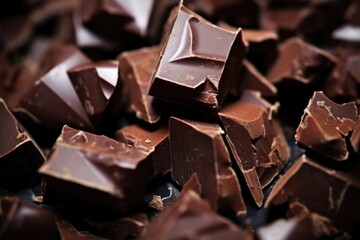 Sticker - an extreme close-up of dark chocolate chunks