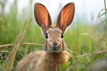 Poster - close-up of a rabbits long ears, showing alertness