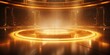 © Svitlana - Golden abstract luxury background, frame stage, in the style of futuristic space escapes, light installations, circular shapes, light - filled landscapes, vibrant stage backdrops