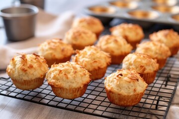 Wall Mural - freshly baked muffins on a cooling rack