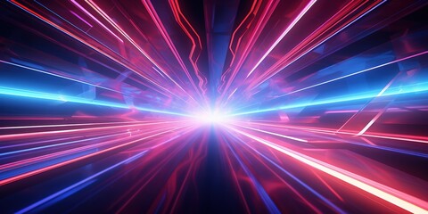 Wall Mural - neon lights speed tunnel background