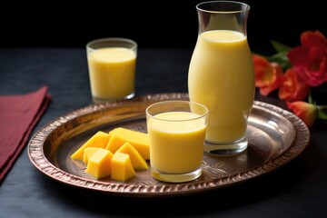 Canvas Print - plate of vegan mango lassi